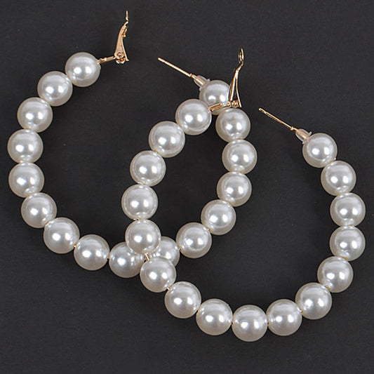 Upside Down Pearl Hoop Earring