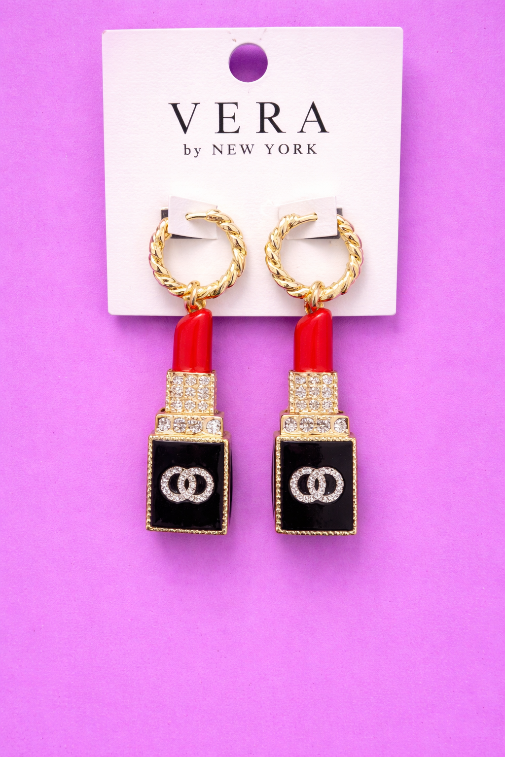 Lipstick Charm Hoops