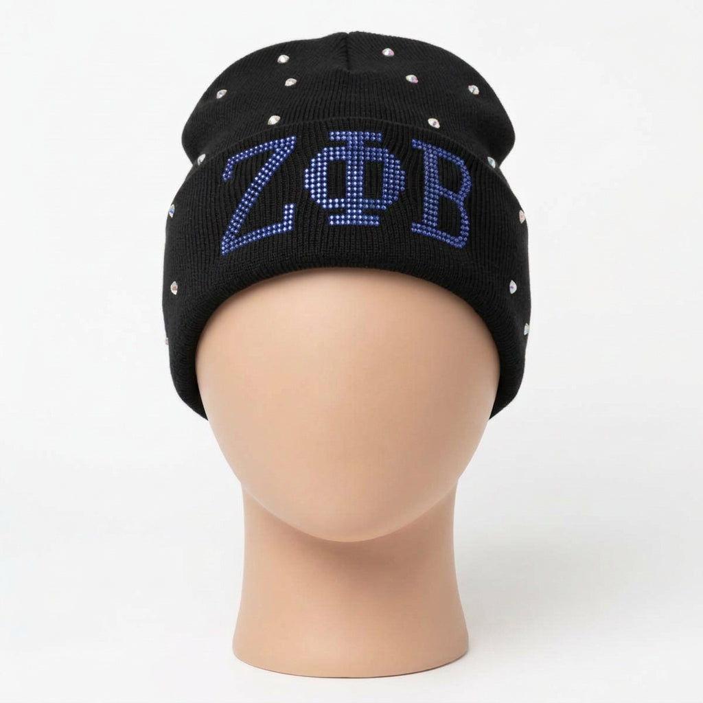 ZPB Sorority Pride Black Bling Winter Beanie Hat