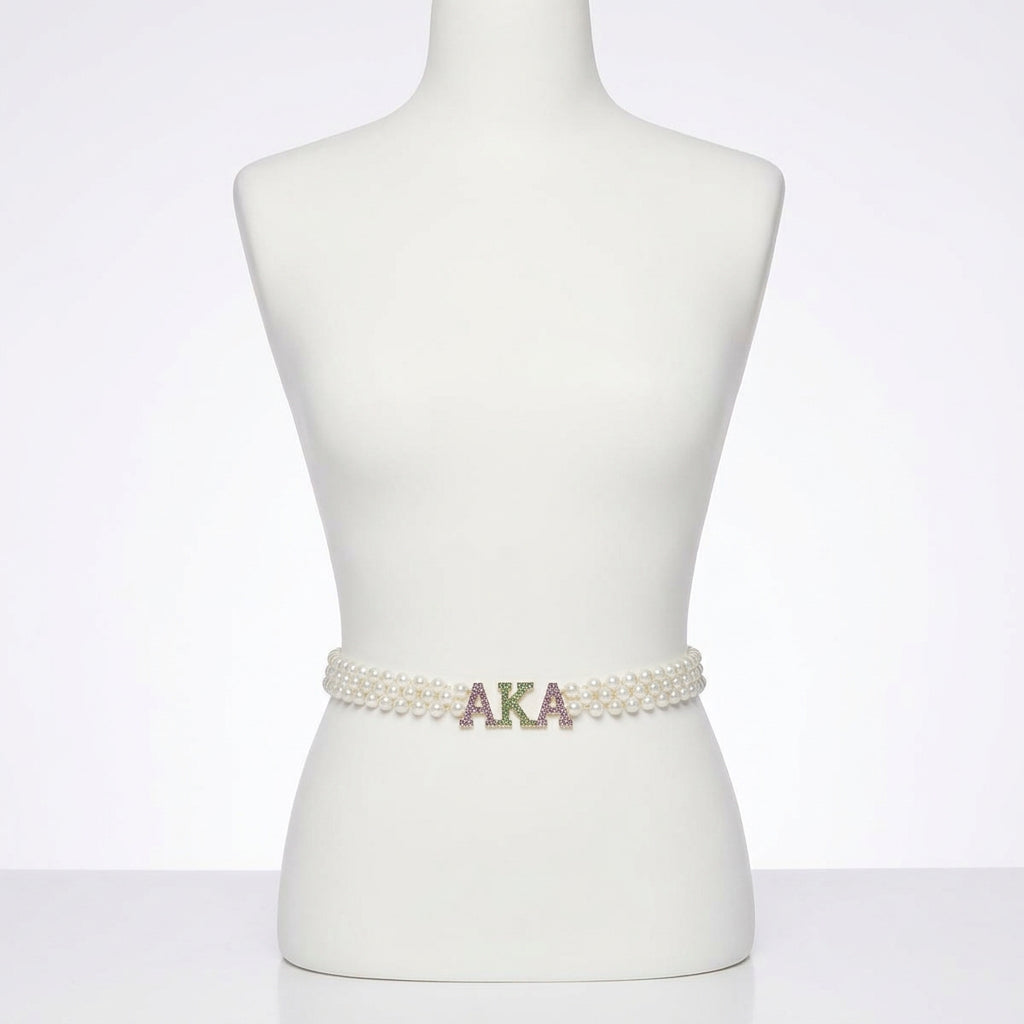 Alpha Kappa Alpha White Pearl Stretch Belt
