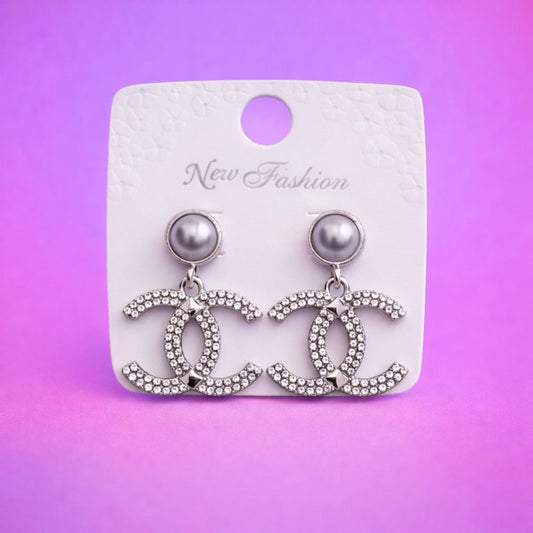 Pearl CC Drop Earrings