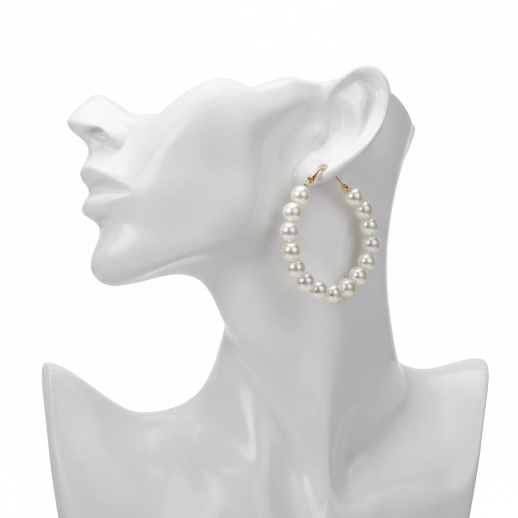 Upside Down Pearl Hoop Earring