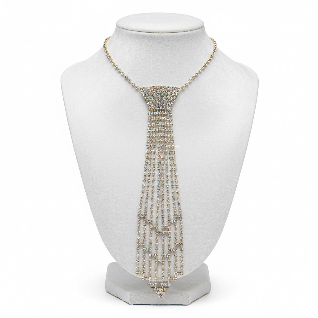 Bejeweled Tie Drop Necklace