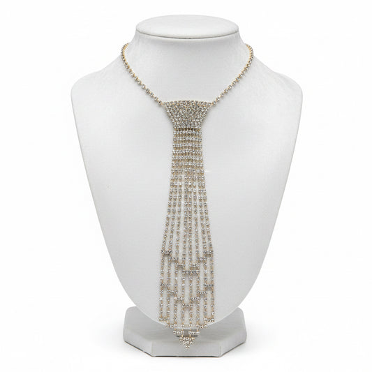 Bejeweled Tie Drop Necklace