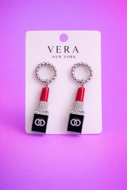 Lipstick Charm Hoops
