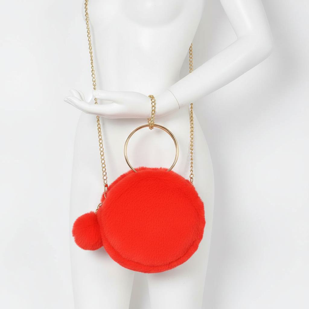 Faux Fur Handle Clutch