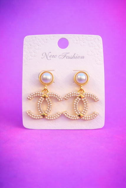 Pearl CC Drop Earrings