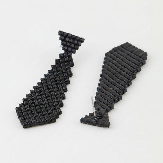 Bejeweled Suit Tie Drop Earrings