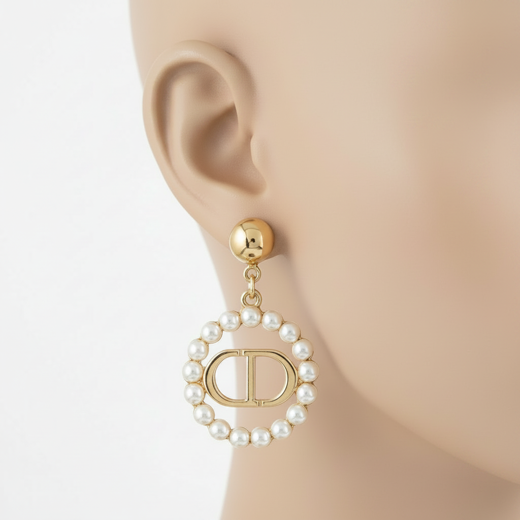 Pearl Beaded Chain Earrings