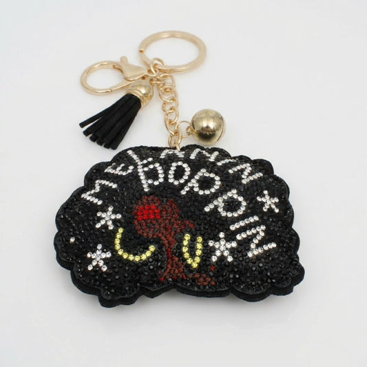 Keychain Melanin Poppin Afro Sparkle Purse Charm