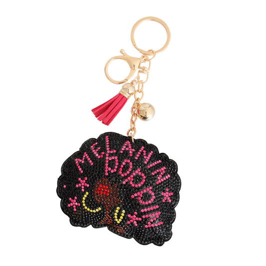 Keychain Melanin Poppin Afro Pink Purse Charm