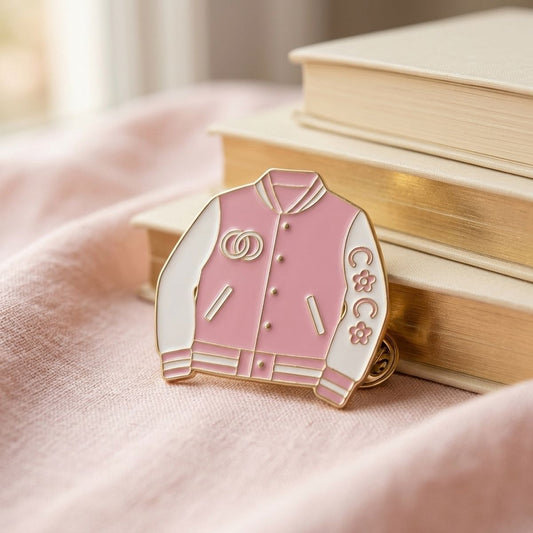 Brooch Pink and White Varsity Jacket Flower Pin