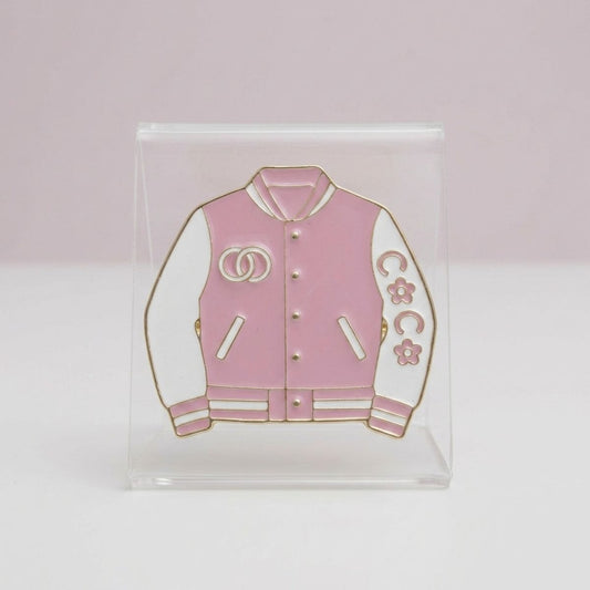 Brooch Pink and White Varsity Jacket Flower Pin