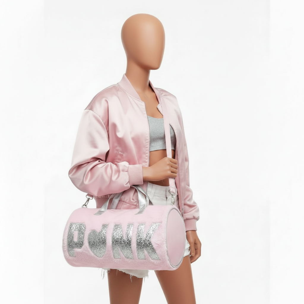 Pink Glitter Duffel Bag